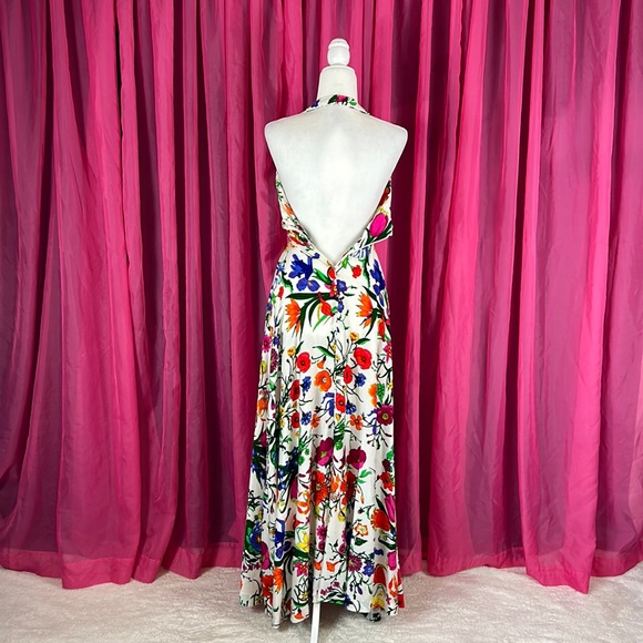 Vintage 70s union made fit & flare floral print Hawaiian maxi dress, size 5 - Picture 2 of 6